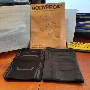 NEW Bag ! Bodyprox Knee Compression Sleeves Ultimate Support 1Pair Black Size L